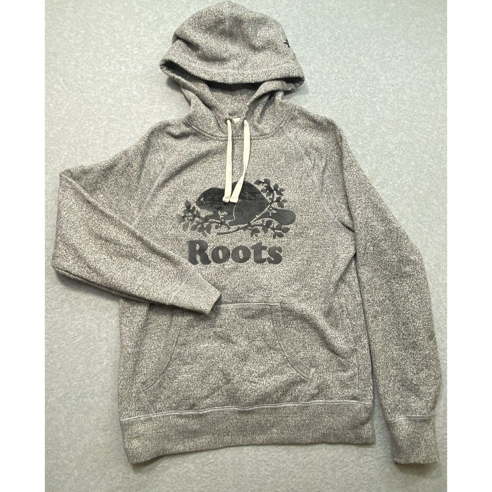 Roots Gray Hoodie Unisex Sz XS Canada Pullover Beaver Nature Embroidered